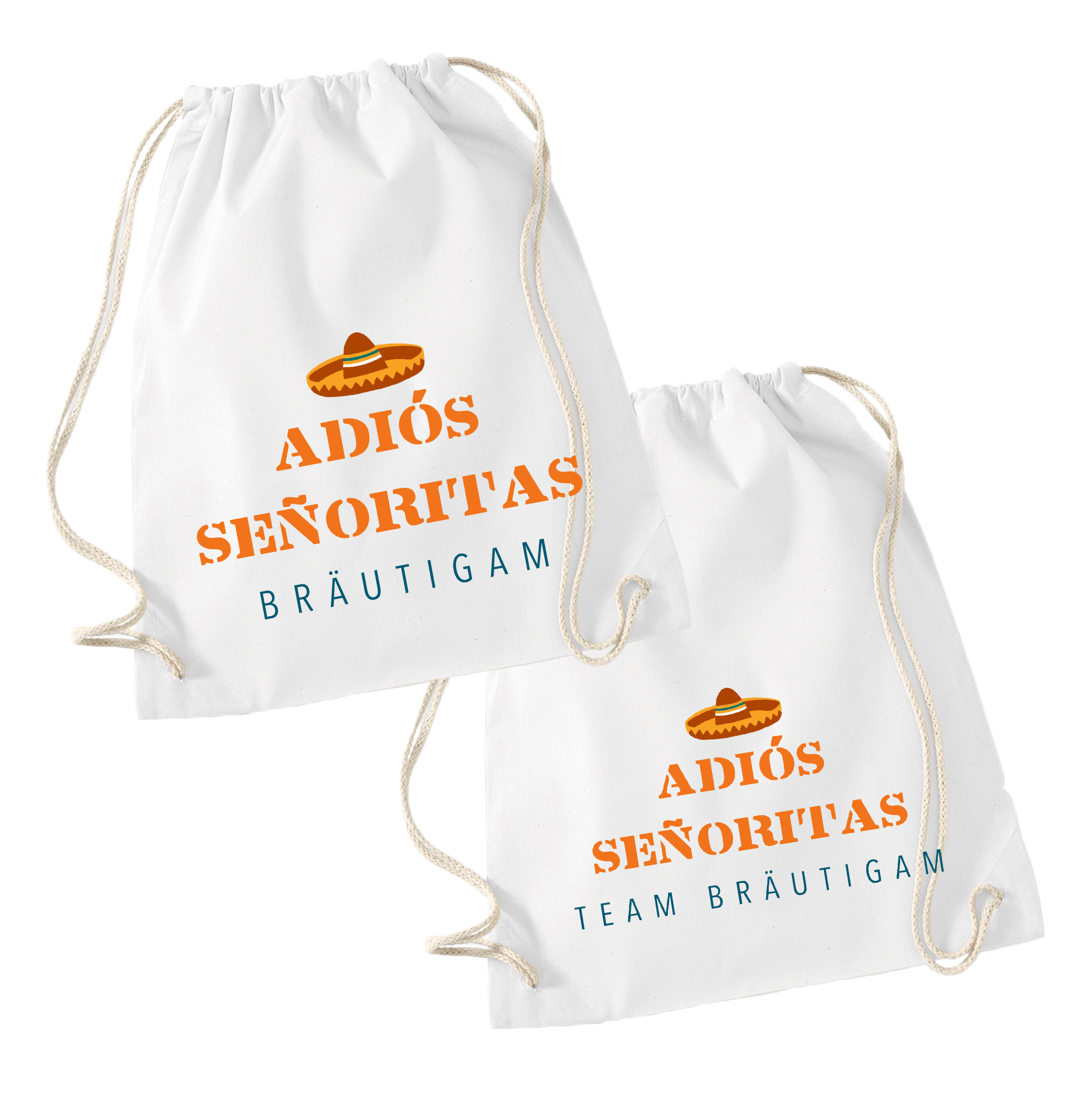 JGA Turnbeutel "Adiós Muchachos/Señoritas" Team Bräutigam-weiß
