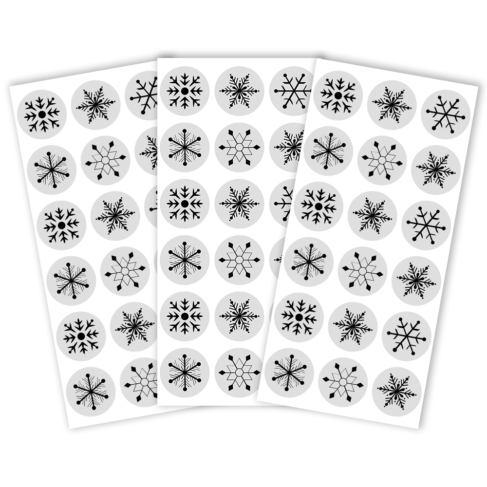 54 Stk. Aufkleber | Schneeflocken | rund 3 cm
