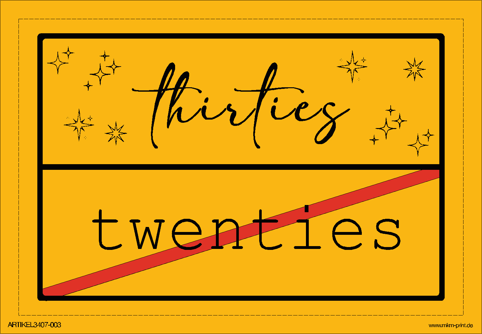 Flaschensticker "Ortsschild" Geburtstag/Schule