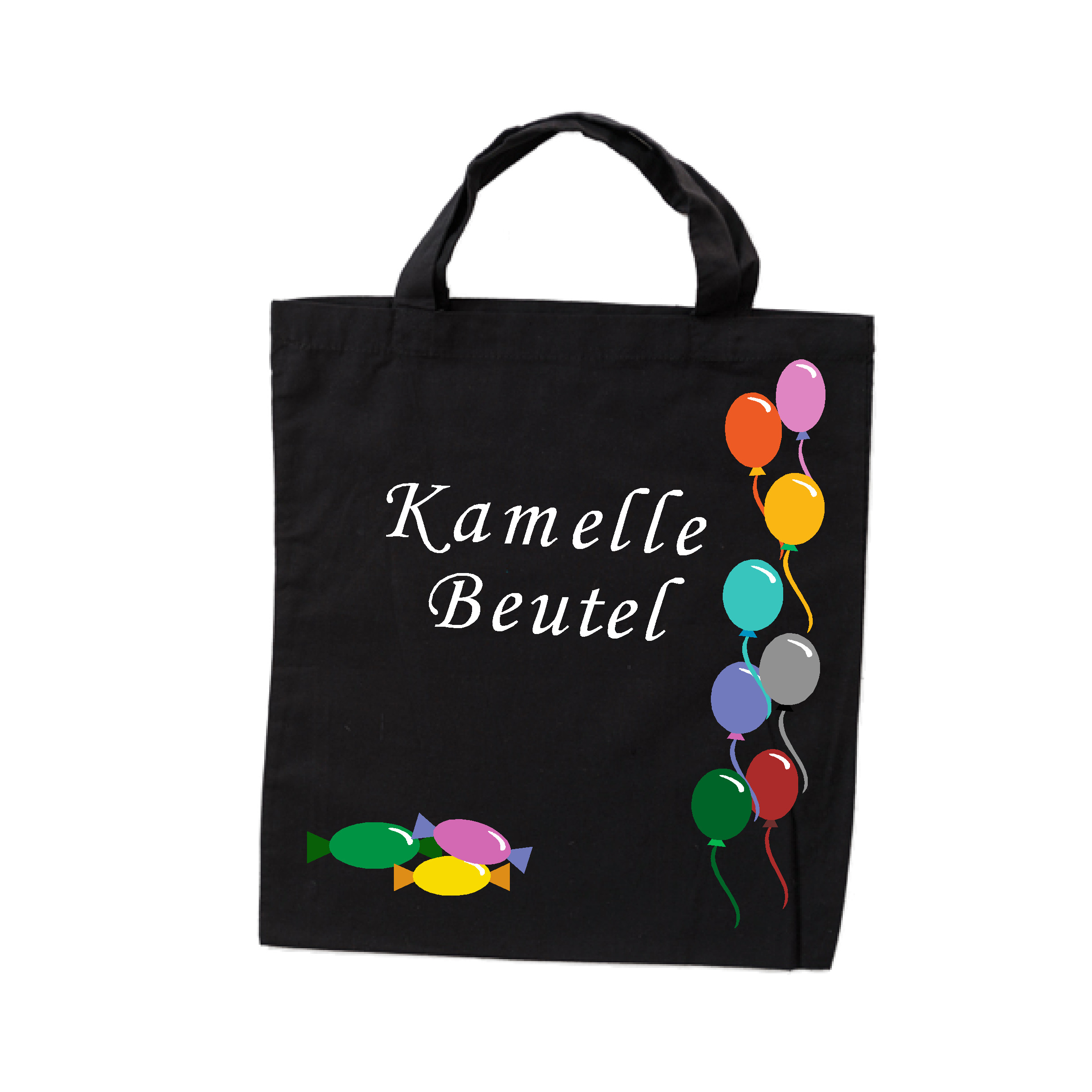 Jutebeutel "Kamelle Beutel" black (schwarz)-Luftballons (vertikal)