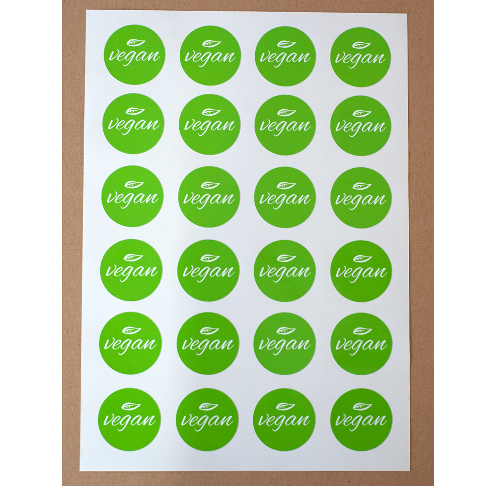 24 Stk. Aufkleber "glutenfrei", "laktosefrei" oder "vegan", rund 4 cm