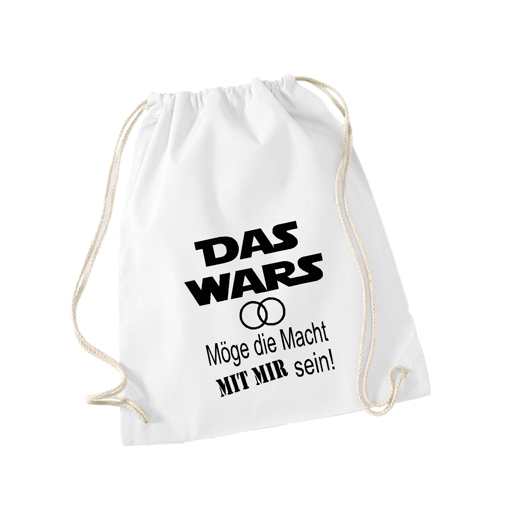 Turnbeutel JGA "DAS WARS"  Weiß-"Mit mir" (Braut/Bräutigam)