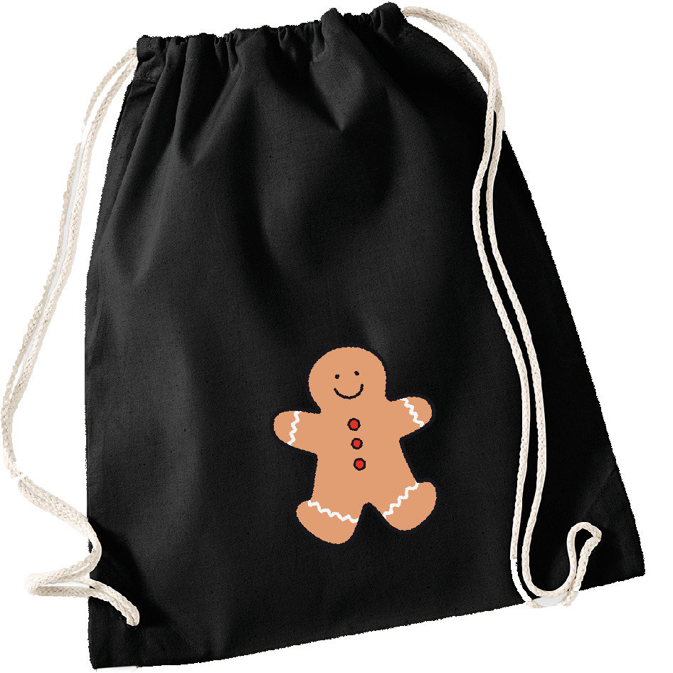Turnbeutel Weihnachten "Lebkuchenmann" Schwarz