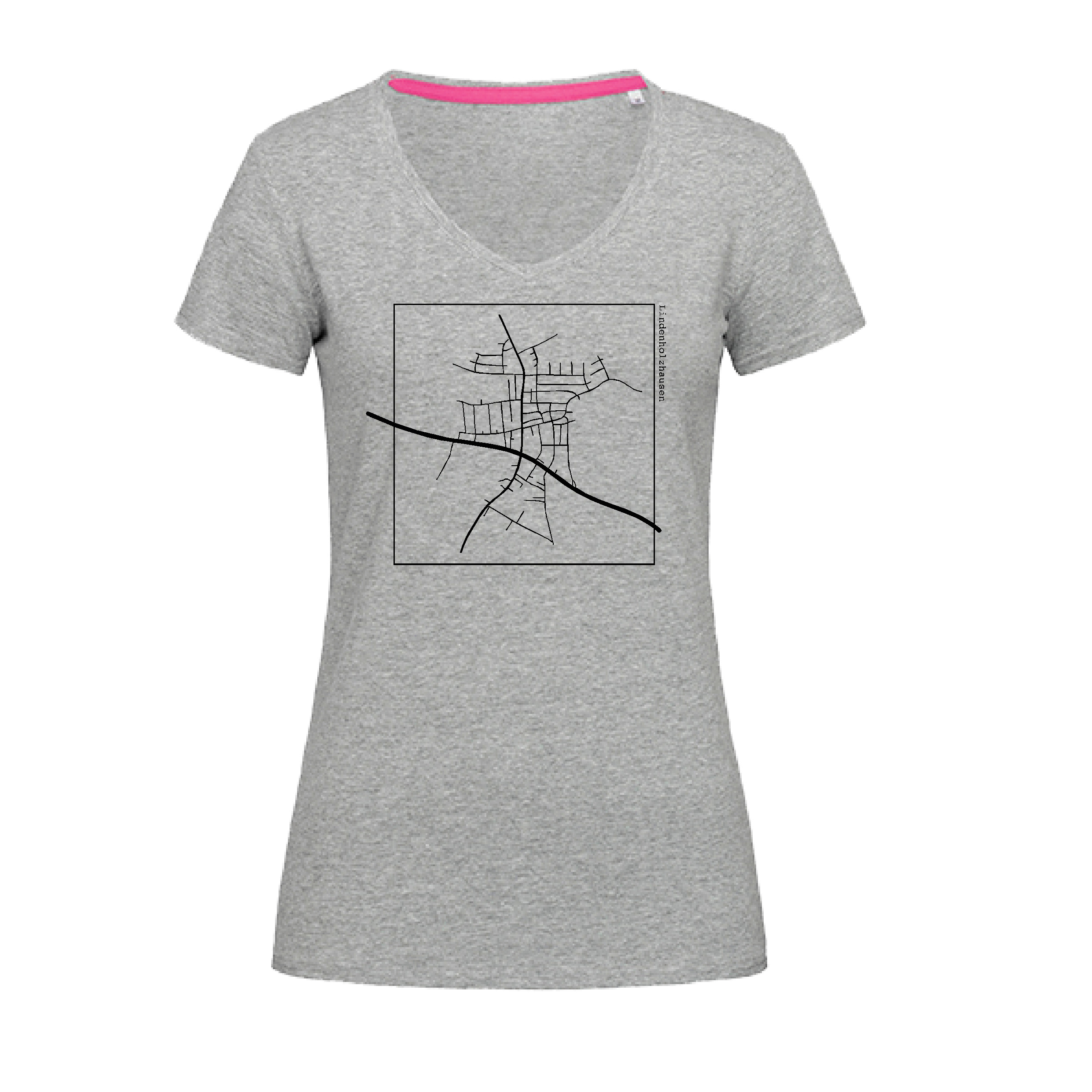 T-Shirt "Hollesser" Karte, Damen, V-Neck