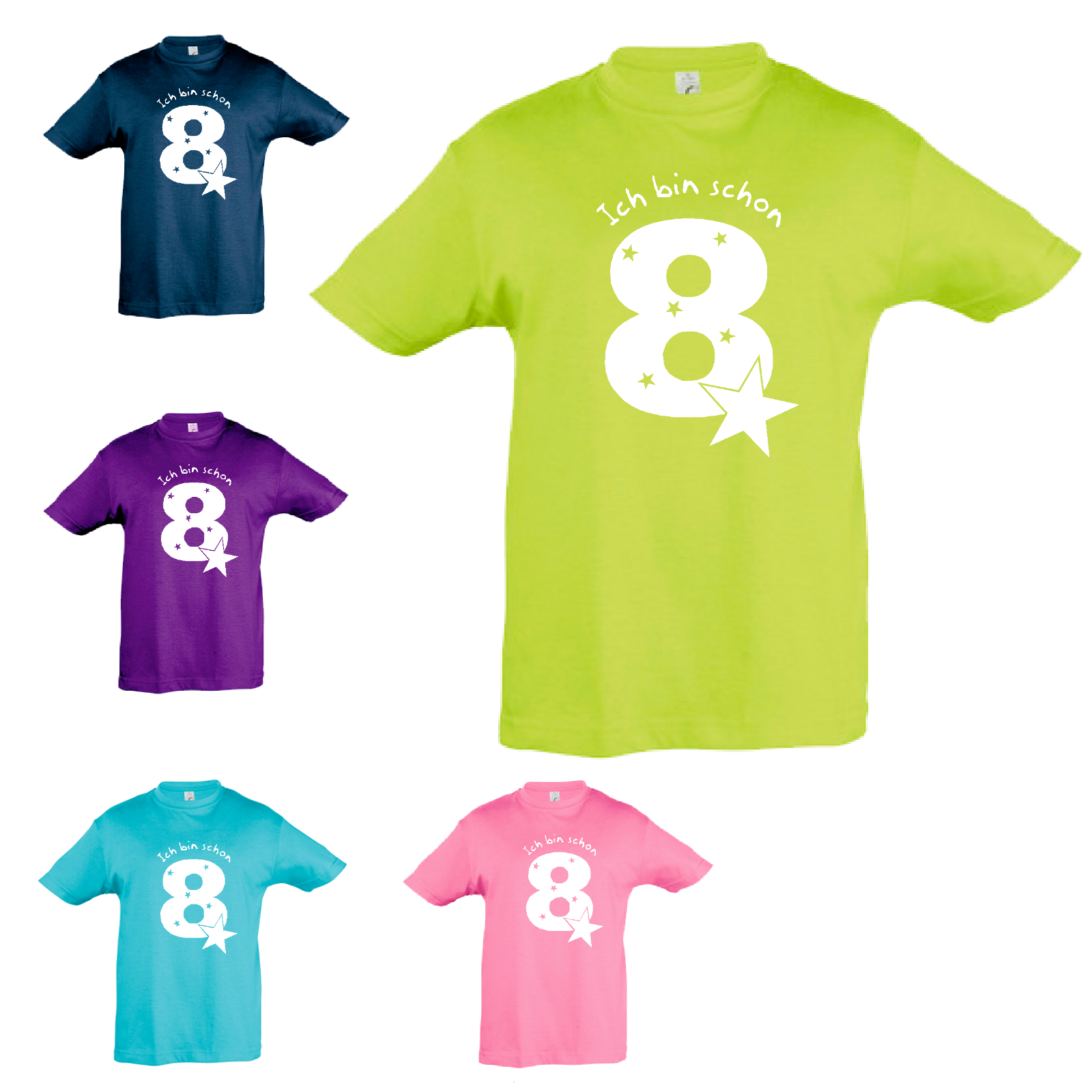 T-Shirt "Ich bin schon ... (1-9)", Zahlen in weiß