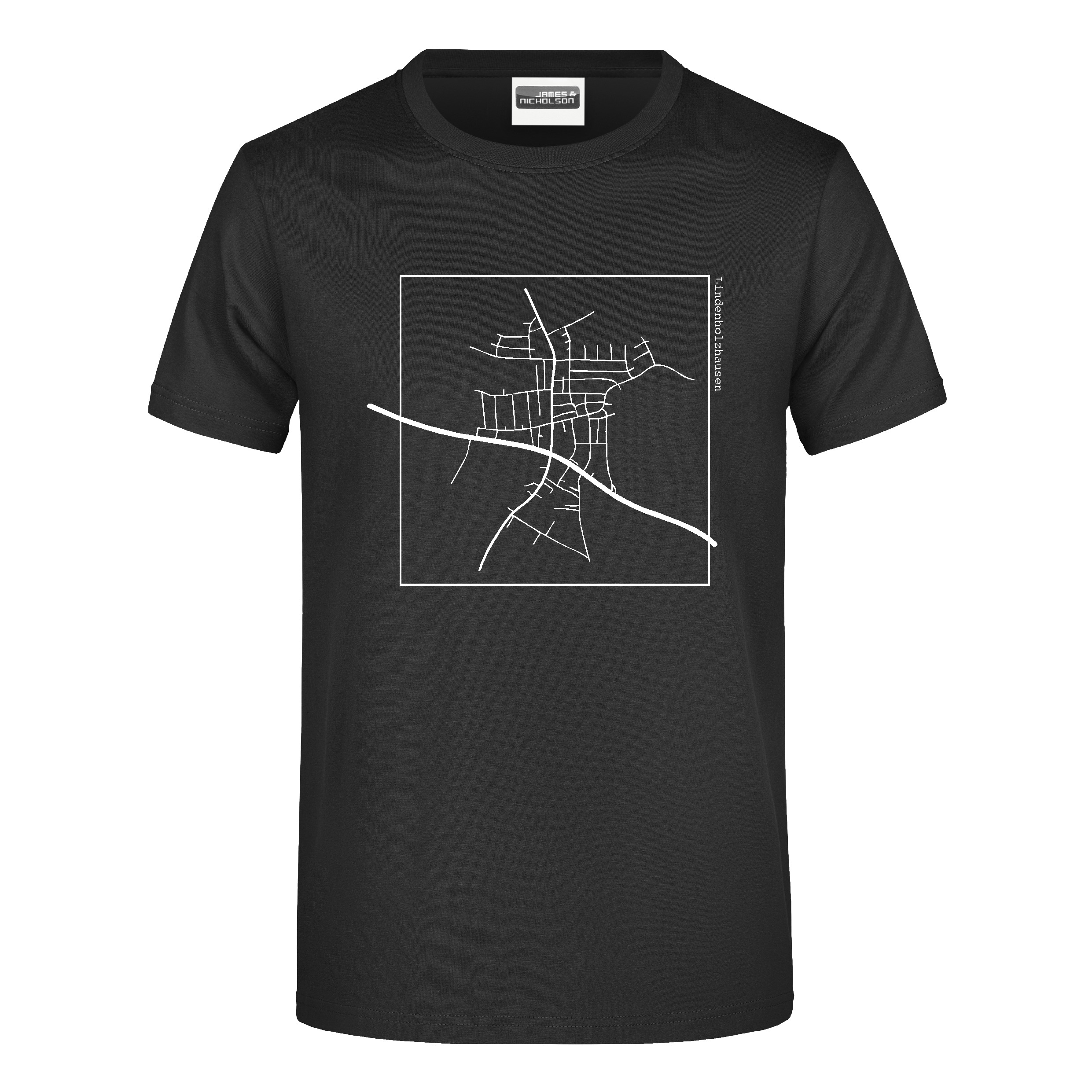 T-Shirt "Hollesser" Karte, Unisex schwarz 5XL