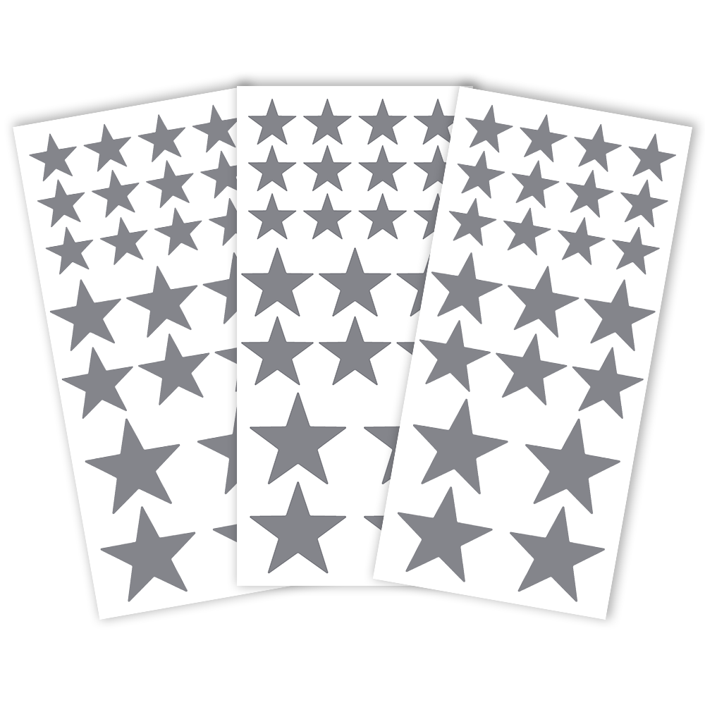 66 Stk. Aufkleber "Metallic-Sterne", silber