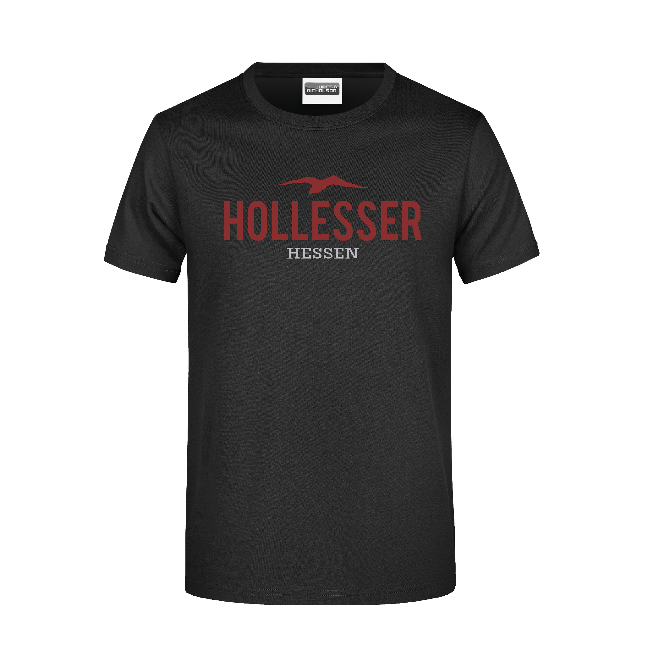 T-Shirt "Hollesser Original" Unisex Schwarz Schwalbe bordeaux-grey 5XL