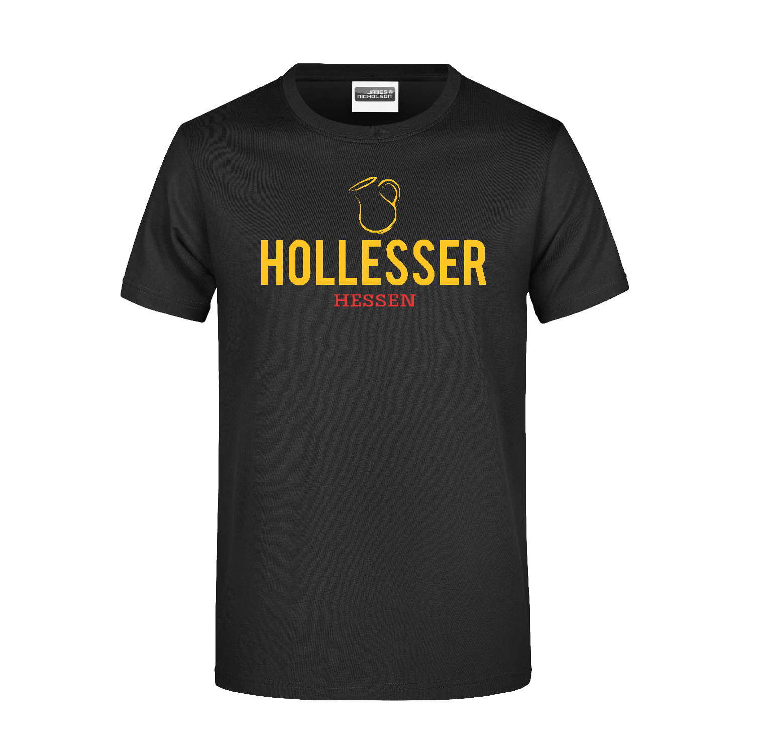 T-Shirt "Hollesser Original" Unisex Schwarz Krug yellow-red 5XL