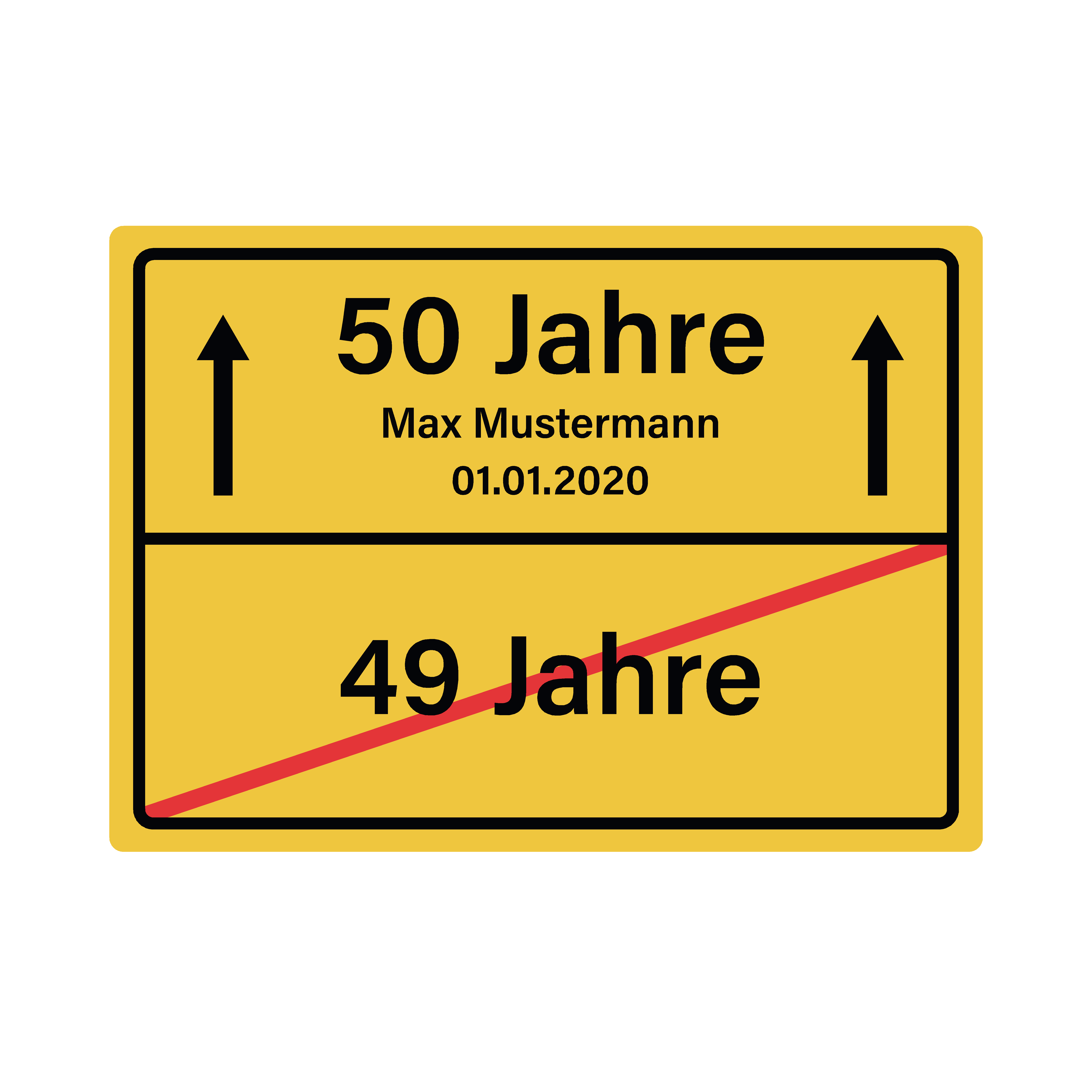 Schild "18, 20, 30, 40, 50, 60, 70, 80", Geburtstag, Ortsschild, personalisierbar