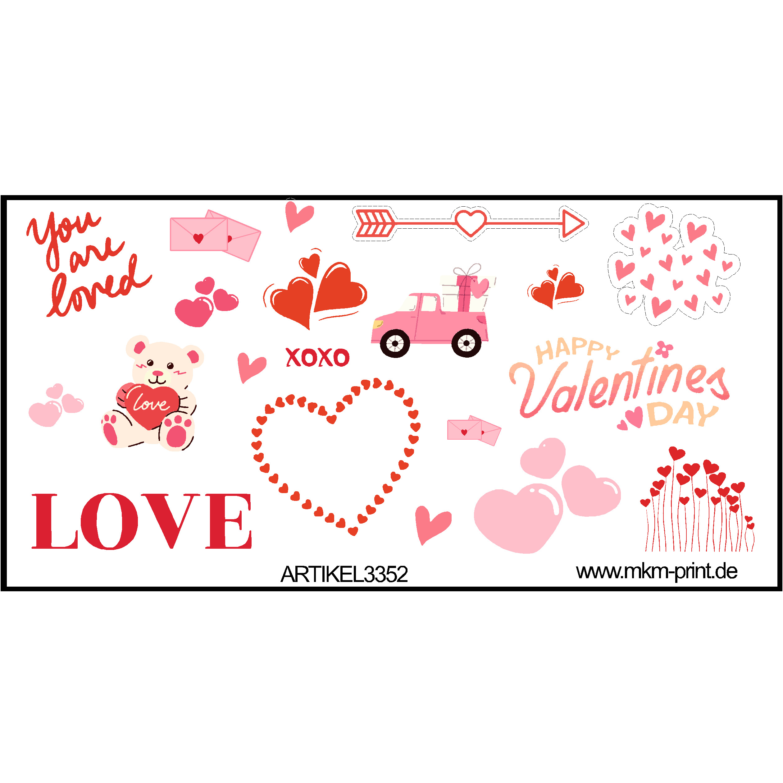 60 Stk. Valentinstagssticker "Bärchen, etc"