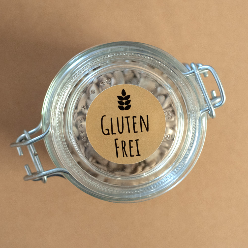 24 Stk. Aufkleber "glutenfrei", "laktosefrei" oder "vegan", rund 4 cm