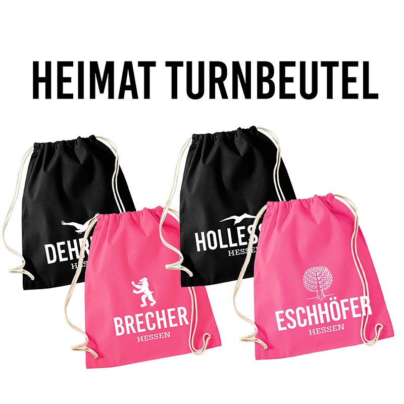 Heimat Turnbeutel Schwarz Personalisiert