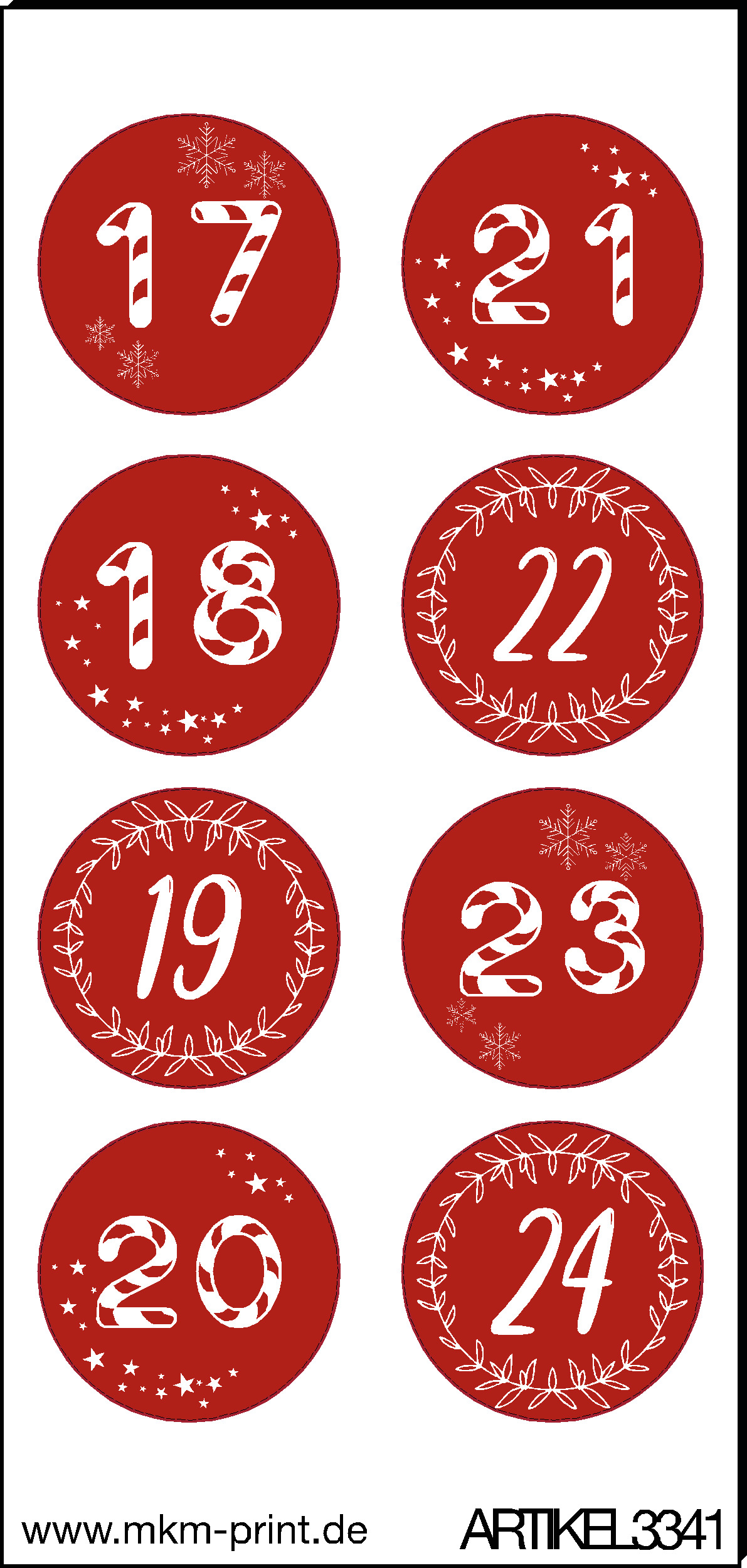 24 Stk Aufkleber DIY Adventskalender