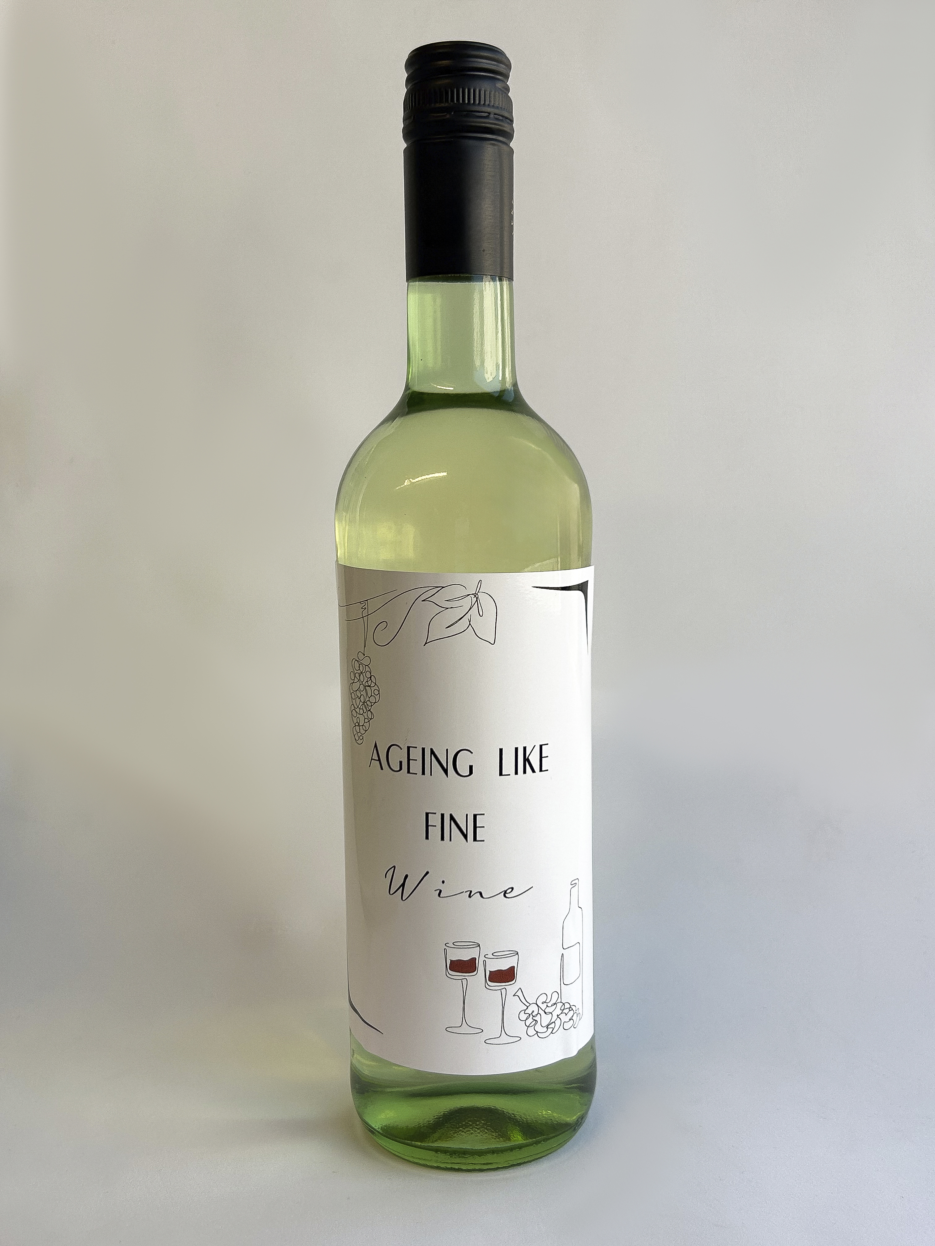 Flaschensticker für Weinliebhaber Quer (12x8cm) Ageing like fine wine